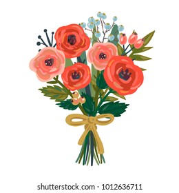 Vector Bouquet. Perfect for valentines day, birthday, save the date invitation, for the design of postcards, posters, stickers and so on.