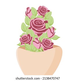 Vector bouquet of pink roses.