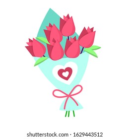 Vector bouquet of pink roses isolated on a white background. Vectro. EPS 10
