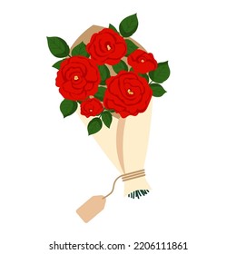 Vector bouquet of red roses isolated on a white background. 