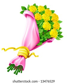 ramo vectorial de flores rosadas aisladas en fondo blanco