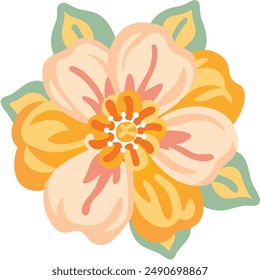 vector bouquet with tropical flowers. Retro Hawaiian style floral arrangement, with beautiful hibiscus, palm, bird of paradise. Amazing vector illustrations, vintage style. Editable graphic elements.