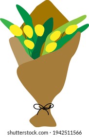 Vector bouquet of yellow tulips