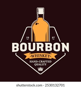 Logotipo de uísque bourbon vetorial para bar, pub, marca da empresa de destilação e identidade