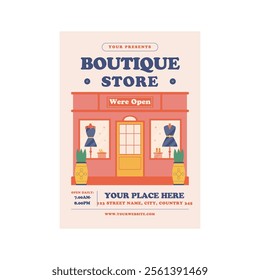 Vector Boutique Store Flyer Magazine Cover Poster Template.