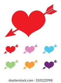 Vector Bow and Arrow Heart Set