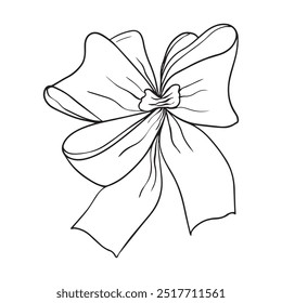 Arco de Vector para una fiesta de cumpleaños. Dibujo lineal en blanco y negro para el festival de iconos. Un boceto de diseño hecho a mano sobre un fondo aislado blanco