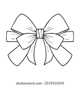 Vector bow for a birthday party. Linear drawing in black and white for the icon festival. A design sketch made by hand on a white isolated background