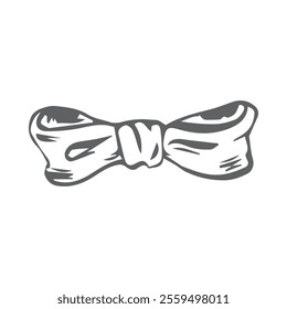 Vector bow for a birthday party. Linear drawing in black and white for the icon festival. A design sketch made by hand on a white isolated background.