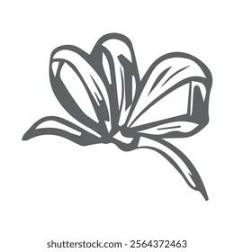 Vector bow for a birthday party. Linear drawing in black and white for the icon festival. A design sketch made by hand on a white isolated background.