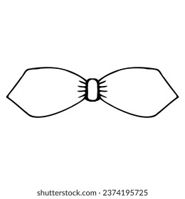 Vector bow butterfly classic in doodle style linear black isolated