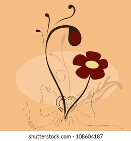 vector bow and floral background