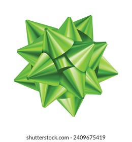 Diseño realista verde de arco vectorial. incline de regalo decorativo aislado