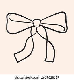 Vector bow in hand drawn doodle style. Hand drawn in vector bows collection in modern style. Bows set for design. Use as print, element design, tetile, packaging, label, stichers, card, postcard.