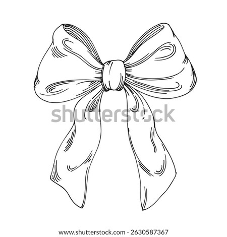 Vector bow. Handmade ink illustration. For packaging design, cards, cover, prints, product labels and fabric.