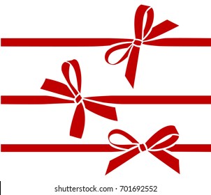 Vector bow with horizontal ribbon for page decor. Decorative bow silhouette