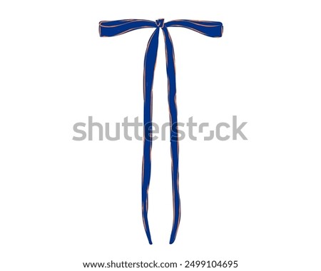 Vector bow illustration with slim long tails isolated on white background