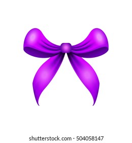 Vector bow isolated on white background. Pink bow. Decorative design element. 