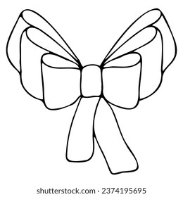 Vector bow original in doodle style linear black isolated