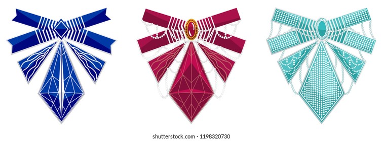 Vector bow ribbon illustrations set.