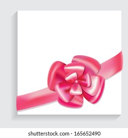 Vector bow and ribbon on white blank
