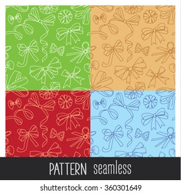 Vector bow seamless pattern. Ribbon and bow. Background, texture, wallpaper.