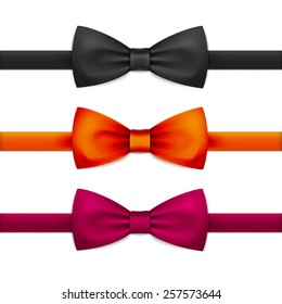 Vector Bow Tie Bowtie Set Isolated on White Background