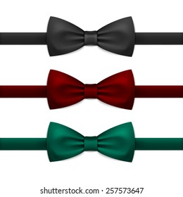 Vector Bow Tie Bowtie Set Isolated on White Background