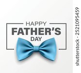 Vector Bow Tie for Father s Day Design. 3d Realistic Silk Blue Bow Tie. Glossy Bowtie, Tie Gentleman. Father s Day Holiday Concept. Design Template for Greeting Card, Invitation, Poster