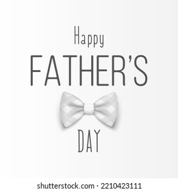 Vector Bow Tie for Father s Day Design. 3d Realistic Silk White Checkered Bow Tie. Glossy Bowtie, Tie Gentleman. Father s Day Holiday Concept. Design Template for Greeting Card, Invitation, Poster