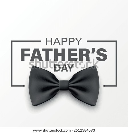 Vector Bow Tie for Father s Day Design. 3d Realistic Silk Black Bow Tie. Glossy Bowtie, Tie Gentleman. Father s Day Holiday Concept. Design Template for Greeting Card, Invitation, Poster
