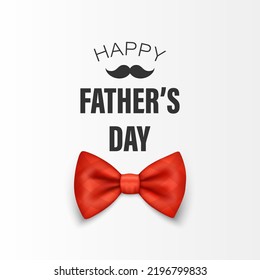 Vector Bow Tie for Father's Day Design. 3d Realistic Silk Red Checkered Bow Tie. Glossy Bowtie, Tie Gentleman. Father's Day Holiday Concept. Design Template for Greeting Card, Invitation, Poster