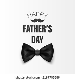 Vector Bow Tie for Father's Day Design. 3d Realistic Silk Black Checkered Bow Tie. Glossy Bowtie, Tie Gentleman. Father's Day Holiday Concept. Design Template for Greeting Card, Invitation, Poster