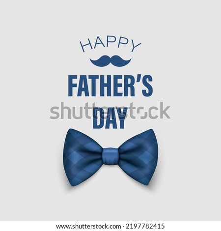 Vector Bow Tie for Father's Day Design. 3d Realistic Silk Blue Checkered Bow Tie. Glossy Bowtie, Tie Gentleman. Father's Day Holiday Concept. Design Template for Greeting Card, Invitation, Poster