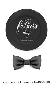 Vector bow tie icon in black stripes, highlighted on a white background with the inscription, father's Day. Hipster style