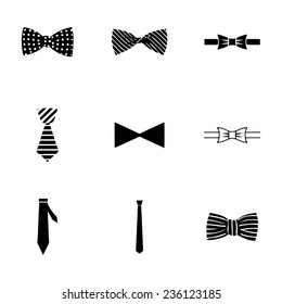 Vector bow ties icon set on white background