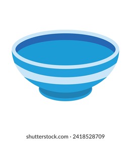 Ilustración vectorial azul de un plato vacío para arroz o avena de sopa
