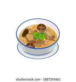 Vector- bowl of braised pork rib with shitake and dried shrimp.