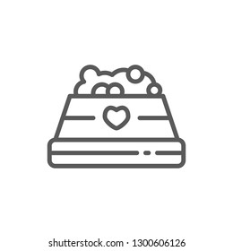 Vector bowl with pet food line icon. Symbol and sign illustration design. Isolated on white background