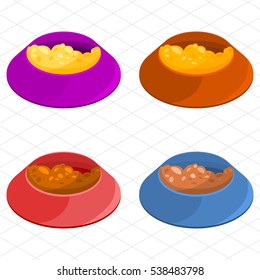 Vector bowl for pets icon set