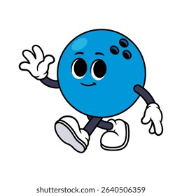 Vector Bowling Ball Character Waving