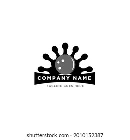 Vektorbowling-Ball-Logo mit hier