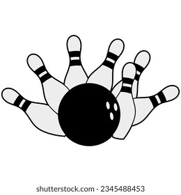 Vector Bowling Ball with Pins With Editable Layers