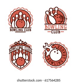 Vector bowling emblem and design element logotype template badge item design for sport league teams success equipment champion illustration.