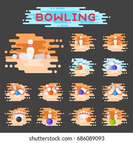 Vector bowling emblem design template badge item design for sport league teams success equipment champion illustration.