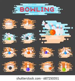 Vector bowling emblem design template badge item design for sport league teams success equipment champion illustration.