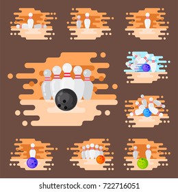 Vector bowling emblem design template badge item design for sport league teams success equipment champion illustration.