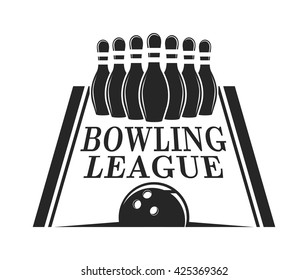 Vector bowling logo badge, bowling logo emblem and bowling logo design element