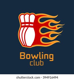 Vector bowling logo, emblem, symbol template. Bowling pins graphic design element