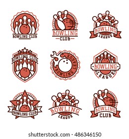 Vector bowling logo emblems.